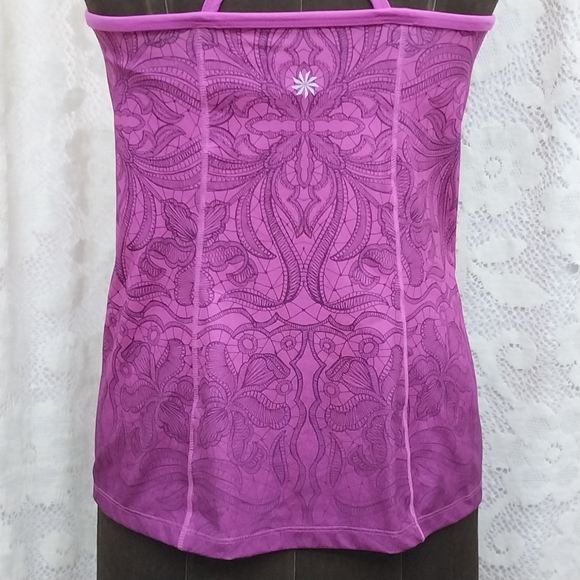Athleta Tank Top Harmonious Ombre Pattern Pink Criss Cross Straps S Like New - Picture 5 of 8